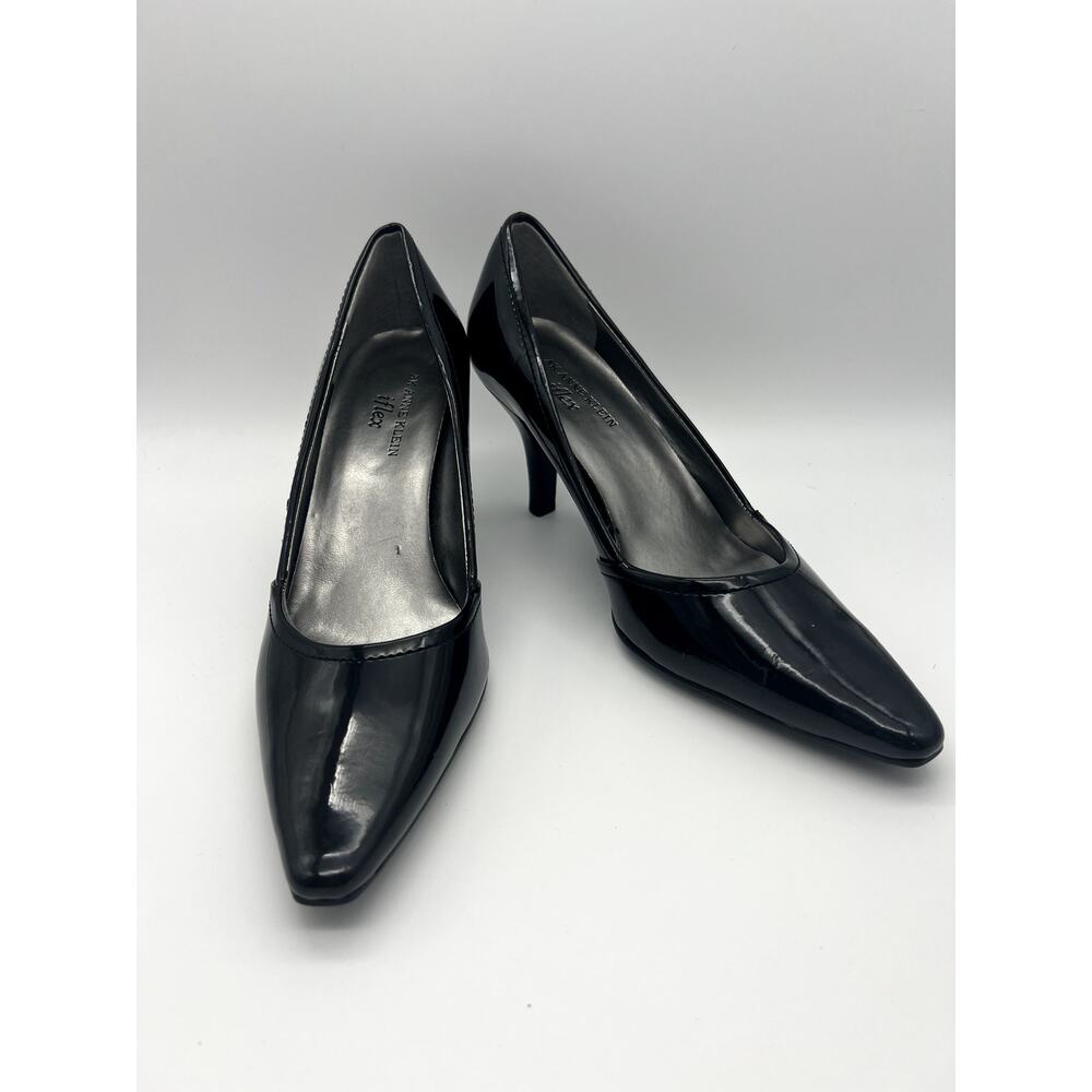 Anne Klein Machariots iflex Black‎ Patent Leather 3" Pumps Heels Size 7.5
